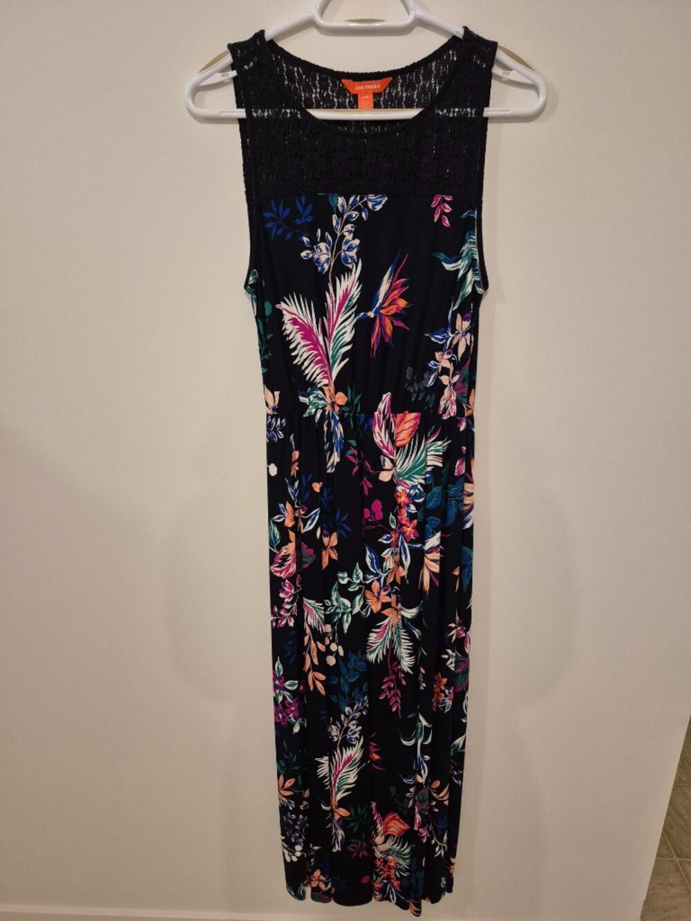 Joe Fresh Floral Print on Navy Maxi Dress Medium